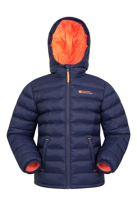 'Seasons' Kids Padded Jacket Water Resistant Outdoors Winter Rain Coat Navy - Image 5