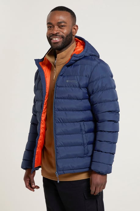 'Season' Men's Padded Jacket with Side Pockets Water Resistant Warm Coat Blue - Image 2