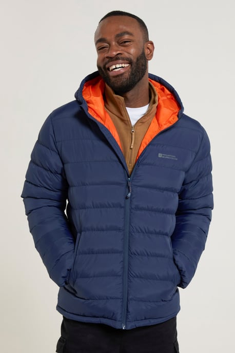 'Season' Men's Padded Jacket with Side Pockets Water Resistant Warm Coat Blue - Image 3