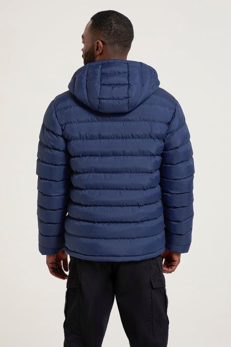 'Season' Men's Padded Jacket with Side Pockets Water Resistant Warm Coat Blue - Image 4