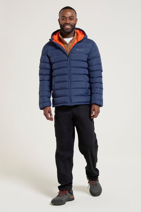 'Season' Men's Padded Jacket with Side Pockets Water Resistant Warm Coat Blue - Image 5