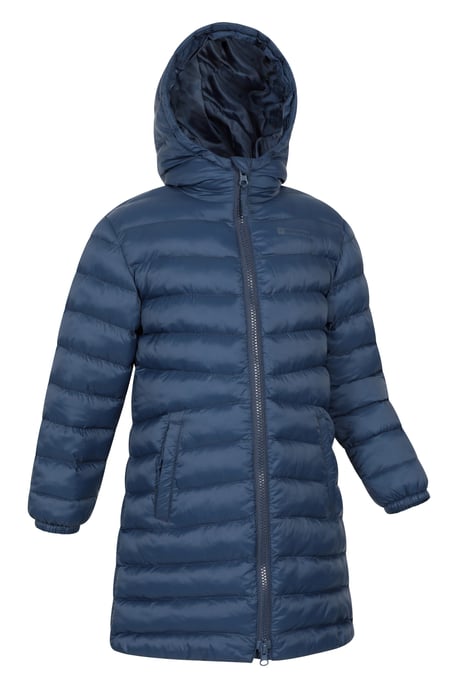 'Florence' Kids Long Padded Jacket Insulated Winter Warm Comfy Travelling Overcoat Navy - Image 2