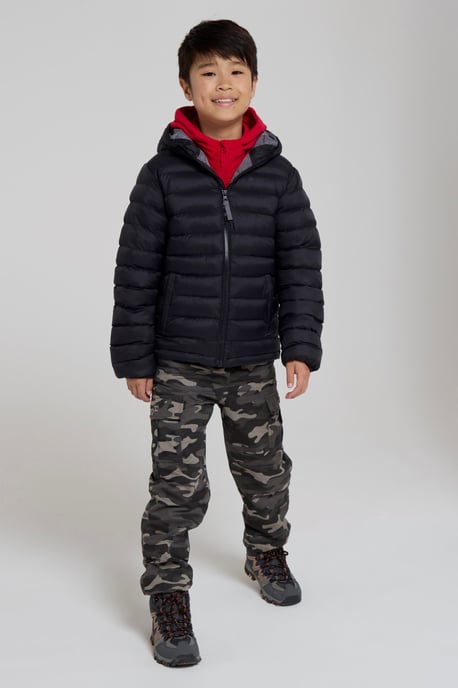 'Seasons' Kids Padded Jacket Water Resistant Outdoors Winter Rain Coat Black - Image 2