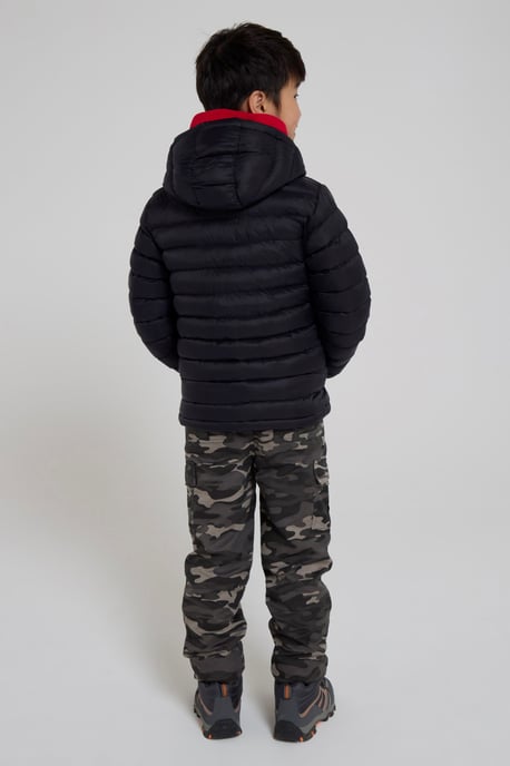 'Seasons' Kids Padded Jacket Water Resistant Outdoors Winter Rain Coat Black - Image 3