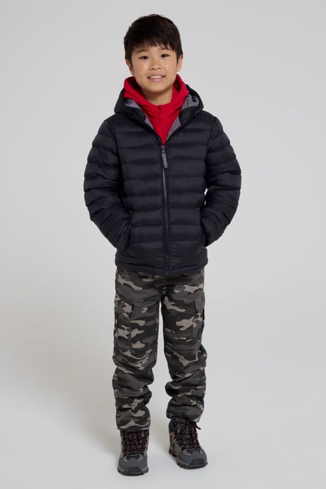 'Seasons' Kids Padded Jacket Water Resistant Outdoors Winter Rain Coat Black - Image 4