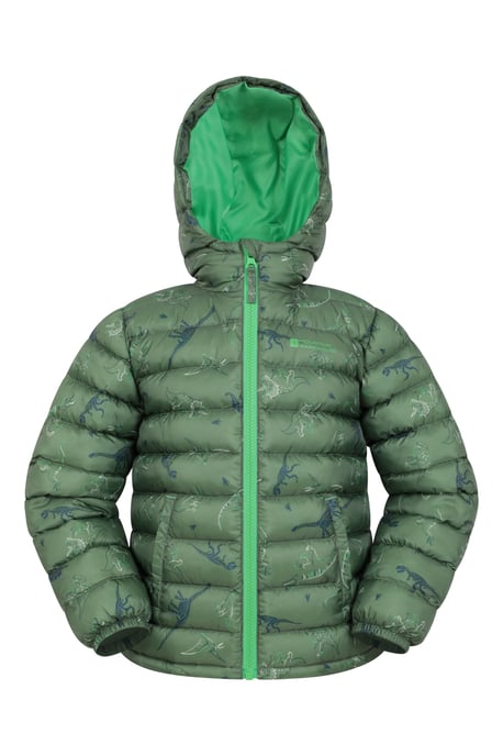 'Printed Seasons' Kids Padded Jacket Water Resistant Cosy Winter Coat Khaki - Image 2