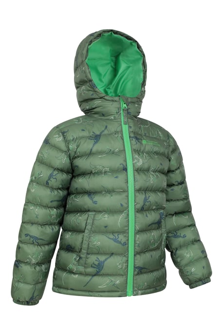 'Printed Seasons' Kids Padded Jacket Water Resistant Cosy Winter Coat Khaki - Image 3