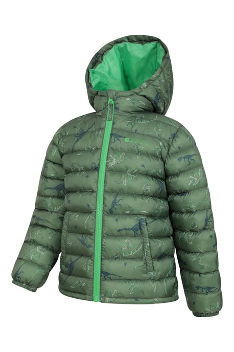'Printed Seasons' Kids Padded Jacket Water Resistant Cosy Winter Coat Khaki - Image 5