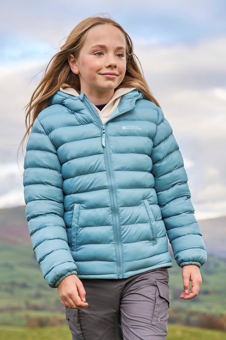 'Seasons' Kids Padded Jacket Water Resistant Outdoors Winter Rain Coat Pale Blue - Image 1