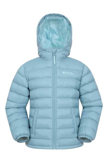 'Seasons' Kids Padded Jacket Water Resistant Outdoors Winter Rain Coat Pale Blue - Image 2