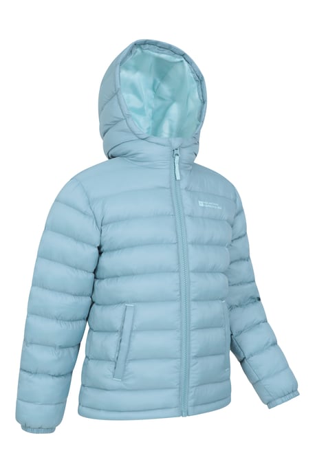 'Seasons' Kids Padded Jacket Water Resistant Outdoors Winter Rain Coat Pale Blue - Image 3