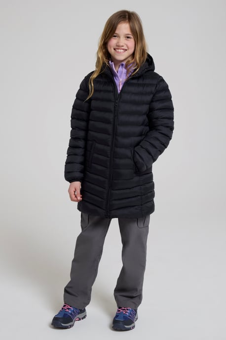 'Florence' Kids Long Padded Jacket Insulated Winter Warm Comfy Travelling Overcoat Black - Image 2