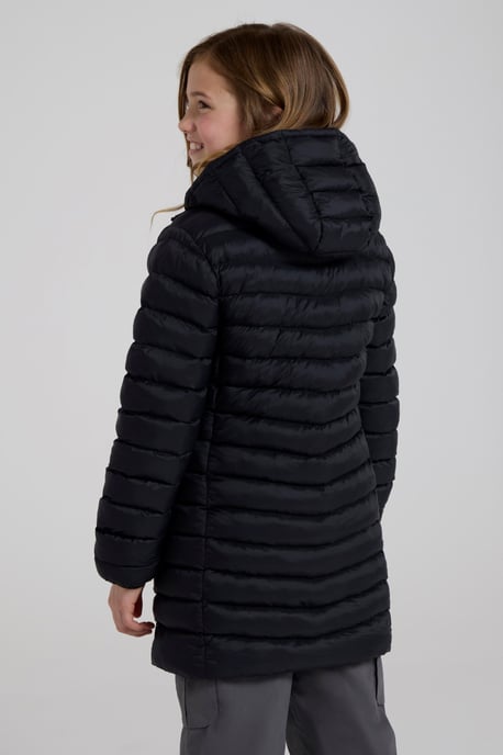 'Florence' Kids Long Padded Jacket Insulated Winter Warm Comfy Travelling Overcoat Black - Image 4