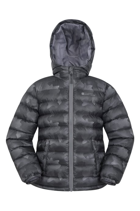 'Printed Seasons' Kids Padded Jacket Water Resistant Cosy Winter Coat Black - Image 1