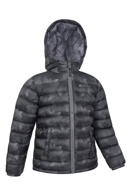 'Printed Seasons' Kids Padded Jacket Water Resistant Cosy Winter Coat Black - Image 2
