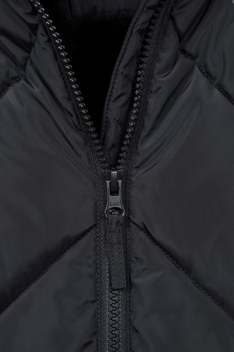 Galaxy' Kids Fleece Lined Padded Jacket Faux Fur Hood Water Resistant Winter Rain Coat Black - Image 6