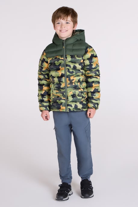 'Printed Seasons' Kids Padded Jacket Water Resistant Cosy Winter Coat Forest Green - Image 2