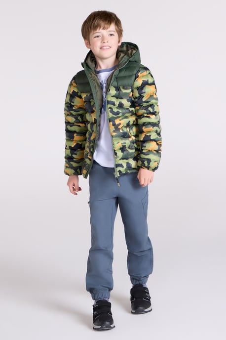 'Printed Seasons' Kids Padded Jacket Water Resistant Cosy Winter Coat Forest Green - Image 3