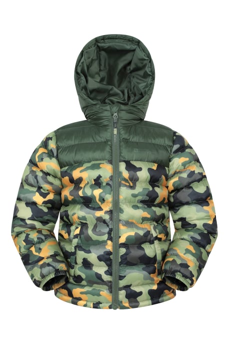 'Printed Seasons' Kids Padded Jacket Water Resistant Cosy Winter Coat Forest Green - Image 5