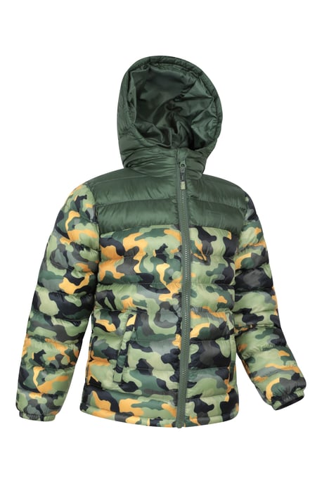 'Printed Seasons' Kids Padded Jacket Water Resistant Cosy Winter Coat Forest Green - Image 6