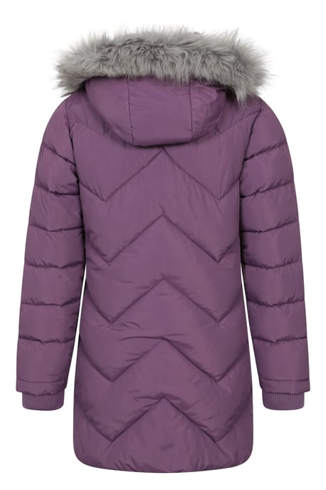 Galaxy' Kids Fleece Lined Padded Jacket Faux Fur Hood Water Resistant Winter Rain Coat Purple - Image 3