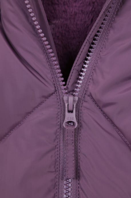 Galaxy' Kids Fleece Lined Padded Jacket Faux Fur Hood Water Resistant Winter Rain Coat Purple - Image 5
