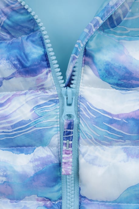 'Printed Seasons' Kids Padded Jacket Water Resistant Cosy Winter Coat Pale Blue - Image 6