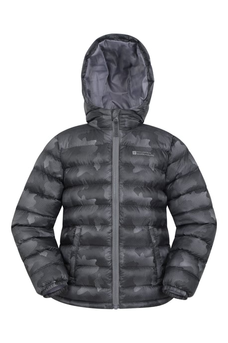 'Printed Seasons' Kids Padded Jacket Water Resistant Cosy Winter Coat Charcoal - Image 5