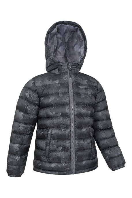 'Printed Seasons' Kids Padded Jacket Water Resistant Cosy Winter Coat Charcoal - Image 6