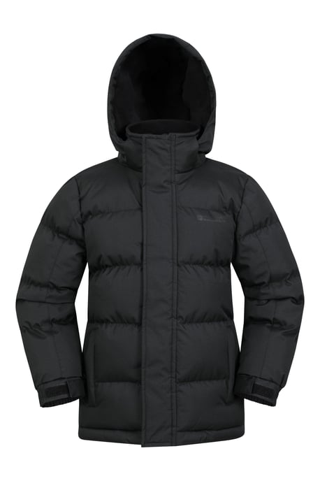 'Snow II' Kids Padded Jacket with Two Side Pockets Ripstop Fabric Water Resistant Coat Black - Image 1