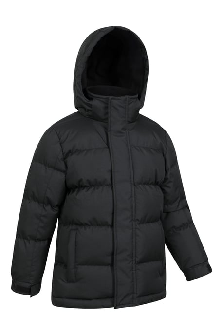 'Snow II' Kids Padded Jacket with Two Side Pockets Ripstop Fabric Water Resistant Coat Black - Image 2
