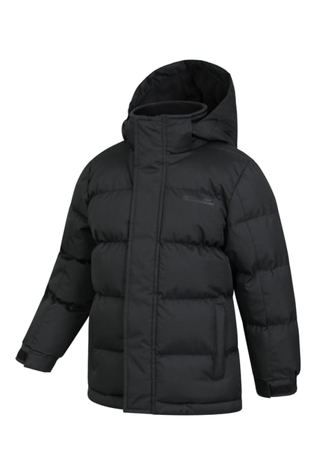 'Snow II' Kids Padded Jacket with Two Side Pockets Ripstop Fabric Water Resistant Coat Black - Image 4