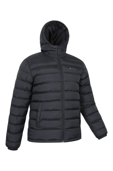 'Season' Men's Padded Jacket with Side Pockets Water Resistant Warm Coat Black - Image 4