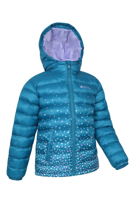 'Printed Seasons' Kids Padded Jacket Water Resistant Cosy Winter Coat Teal - Image 2
