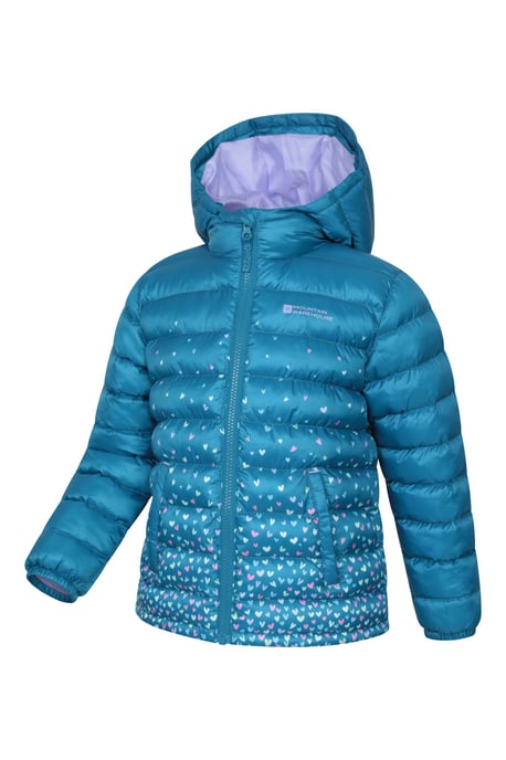 'Printed Seasons' Kids Padded Jacket Water Resistant Cosy Winter Coat Teal - Image 4