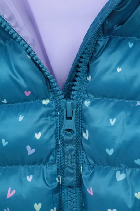 'Printed Seasons' Kids Padded Jacket Water Resistant Cosy Winter Coat Teal - Image 5
