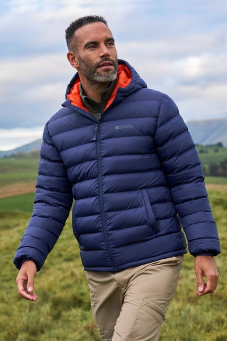 'Season' Men's Padded Jacket with Side Pockets Water Resistant Warm Coat Navy - Image 1