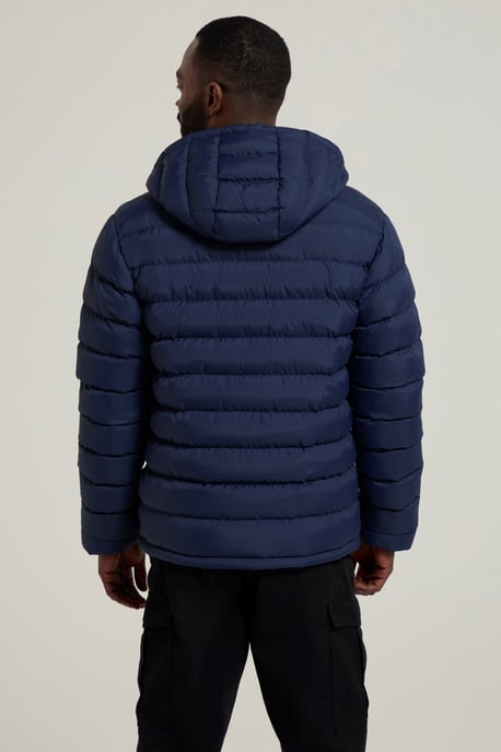 'Season' Men's Padded Jacket with Side Pockets Water Resistant Warm Coat Navy - Image 3