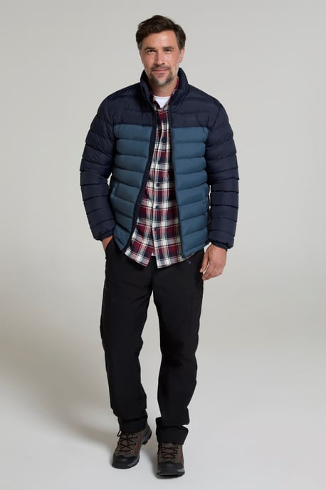 Seasons' Men's Printed Padded Jacket Water Resistant Winter Coat Dark Blue - Image 2