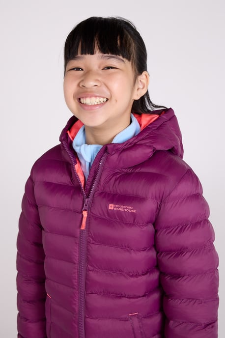 'Seasons' Kids Padded Jacket Water Resistant Outdoors Winter Rain Coat Berry - Image 3
