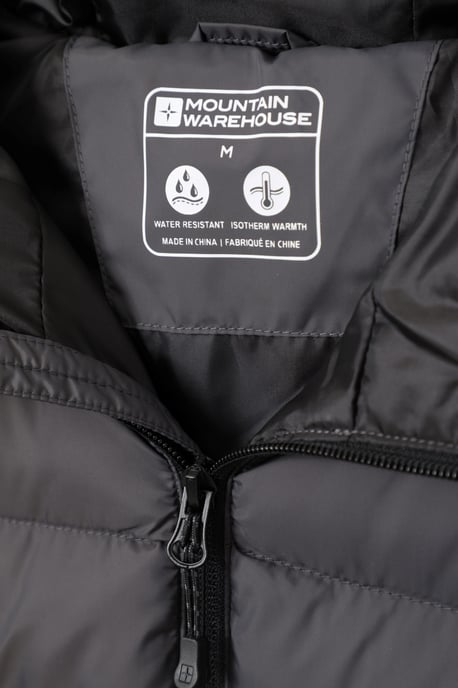 'Season' Men's Padded Jacket with Side Pockets Water Resistant Warm Coat Grey - Image 5