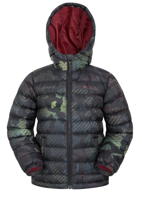 'Printed Seasons' Kids Padded Jacket Water Resistant Cosy Winter Coat Black - Image 2