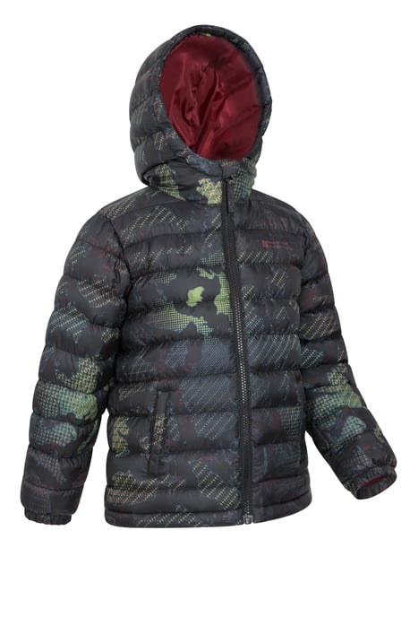 'Printed Seasons' Kids Padded Jacket Water Resistant Cosy Winter Coat Black - Image 3