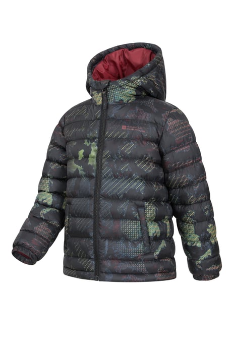 'Printed Seasons' Kids Padded Jacket Water Resistant Cosy Winter Coat Black - Image 5
