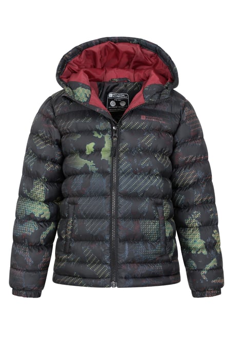 'Printed Seasons' Kids Padded Jacket Water Resistant Cosy Winter Coat Black - Image 6