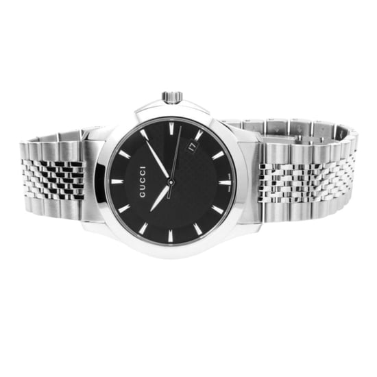 Gucci G-Timeless YA126402 Men's Watch with Black Dial and Silver Bracelet - Image 3