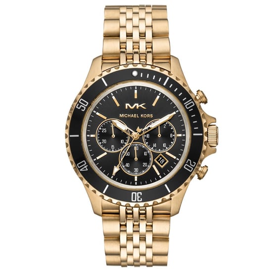 Stijlvol Michael Kors MK8726 herenhorloge met zwarte wijzerplaat en goudkleurige afwerking - Image 1