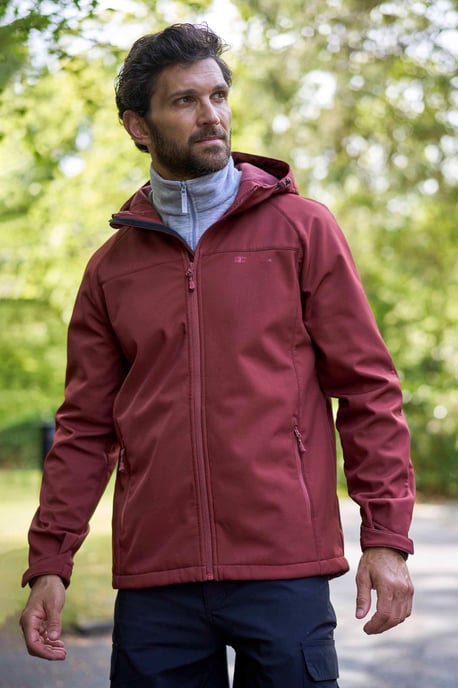 'Exodus' Men's Softshell Jacket Insulated Breathable Water Resistant Coat Dark Red - Image 1