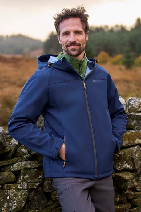 'Exodus' Men's Softshell Jacket Insulated Breathable Water Resistant Coat Blue - Image 1