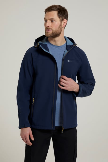 'Exodus' Men's Softshell Jacket Insulated Breathable Water Resistant Coat Blue - Image 2